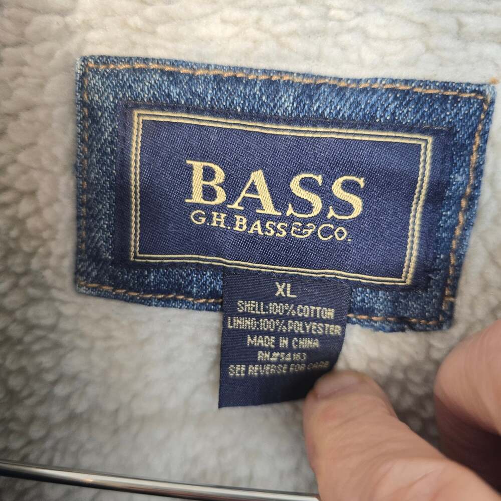 GH Bass Denim Trucker Jacket Men's XL Blue Sherpa Lined Classic Outdoors Vintage - Picture 4 of 10